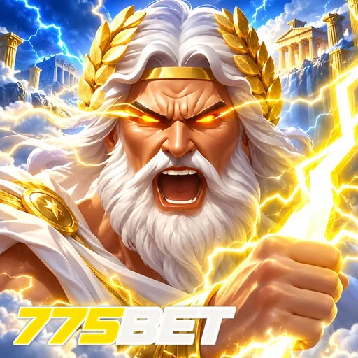 775BET — ilustração de um personagem mitológico cercado por raios