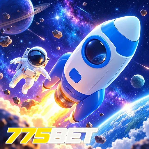 775BET — ilustração de um foguete no espaço