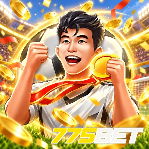 775BET — ilustração de um jogador comemorando com uma moeda