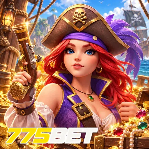 775BET — ilustração de uma pirata com mapa do tesouro
